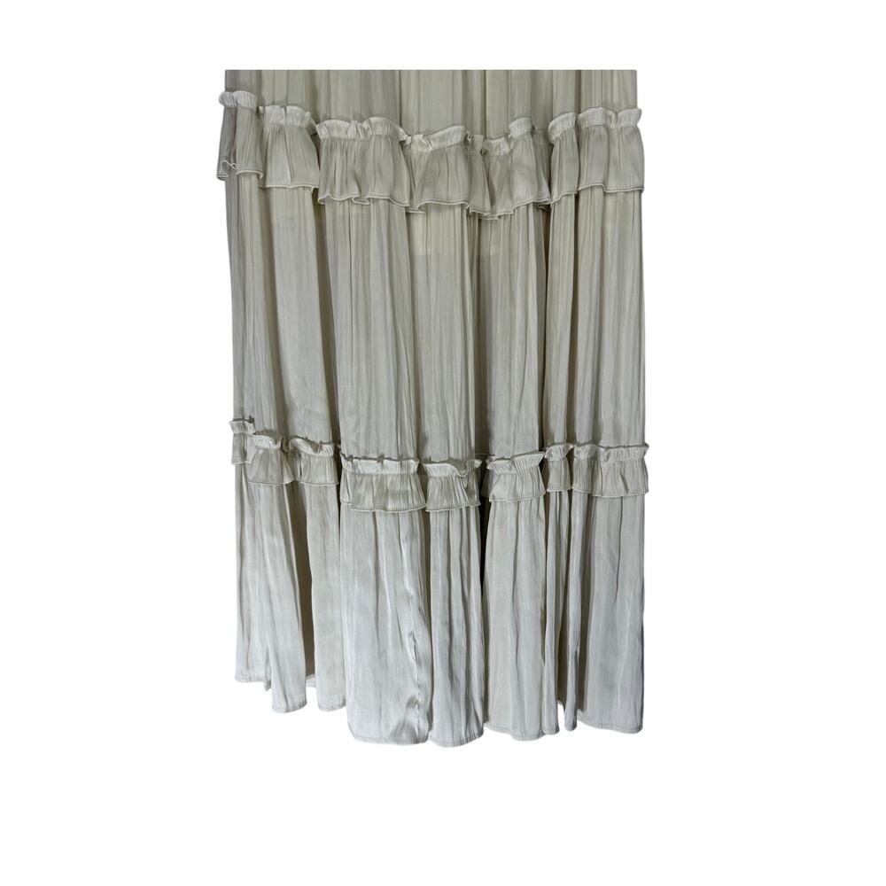 NWT Aqua Cream Ivory A-line Silky Satin Side Zipper Ruffled Maxi Skirt Size S - Picture 3 of 9